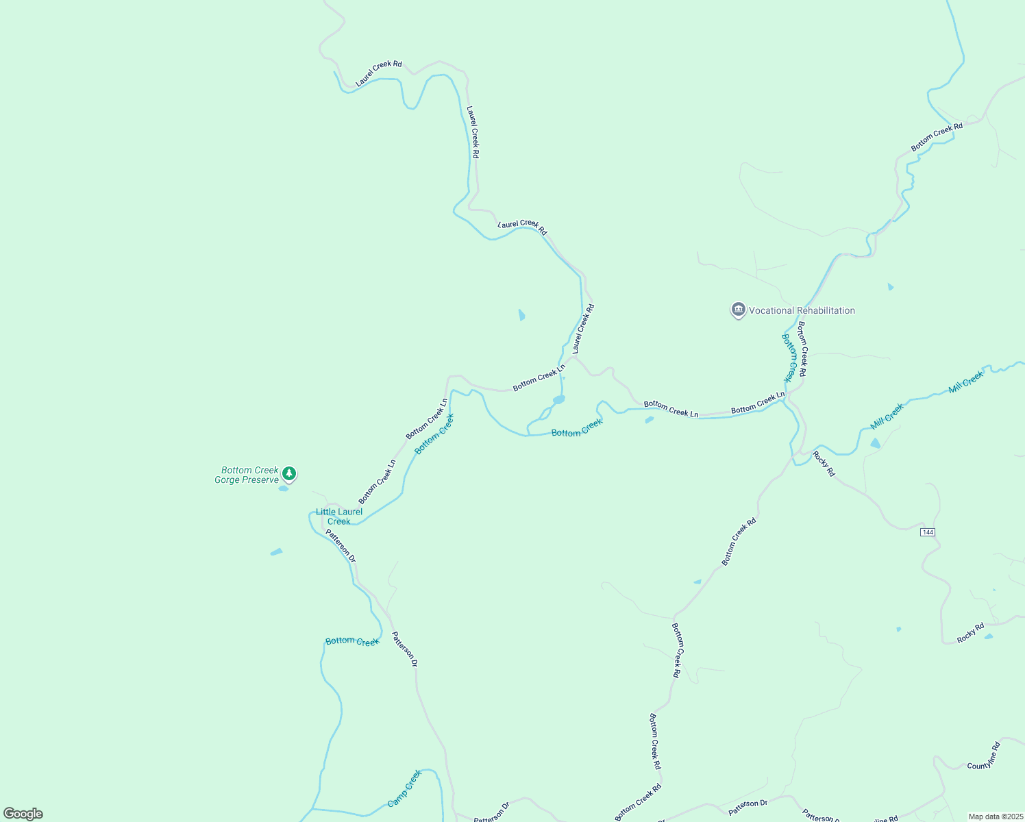 map of restaurants, bars, coffee shops, grocery stores, and more near 1600 Bottom Creek Lane in Bent Mountain