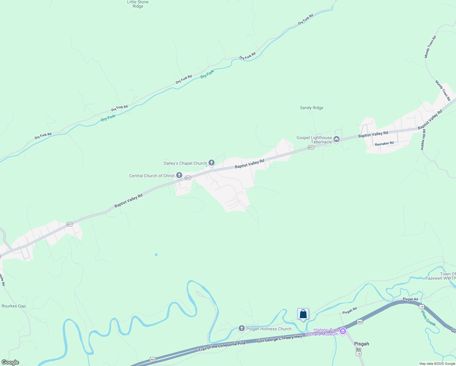 map of restaurants, bars, coffee shops, grocery stores, and more near 209 Blankenship Drive in Tazewell