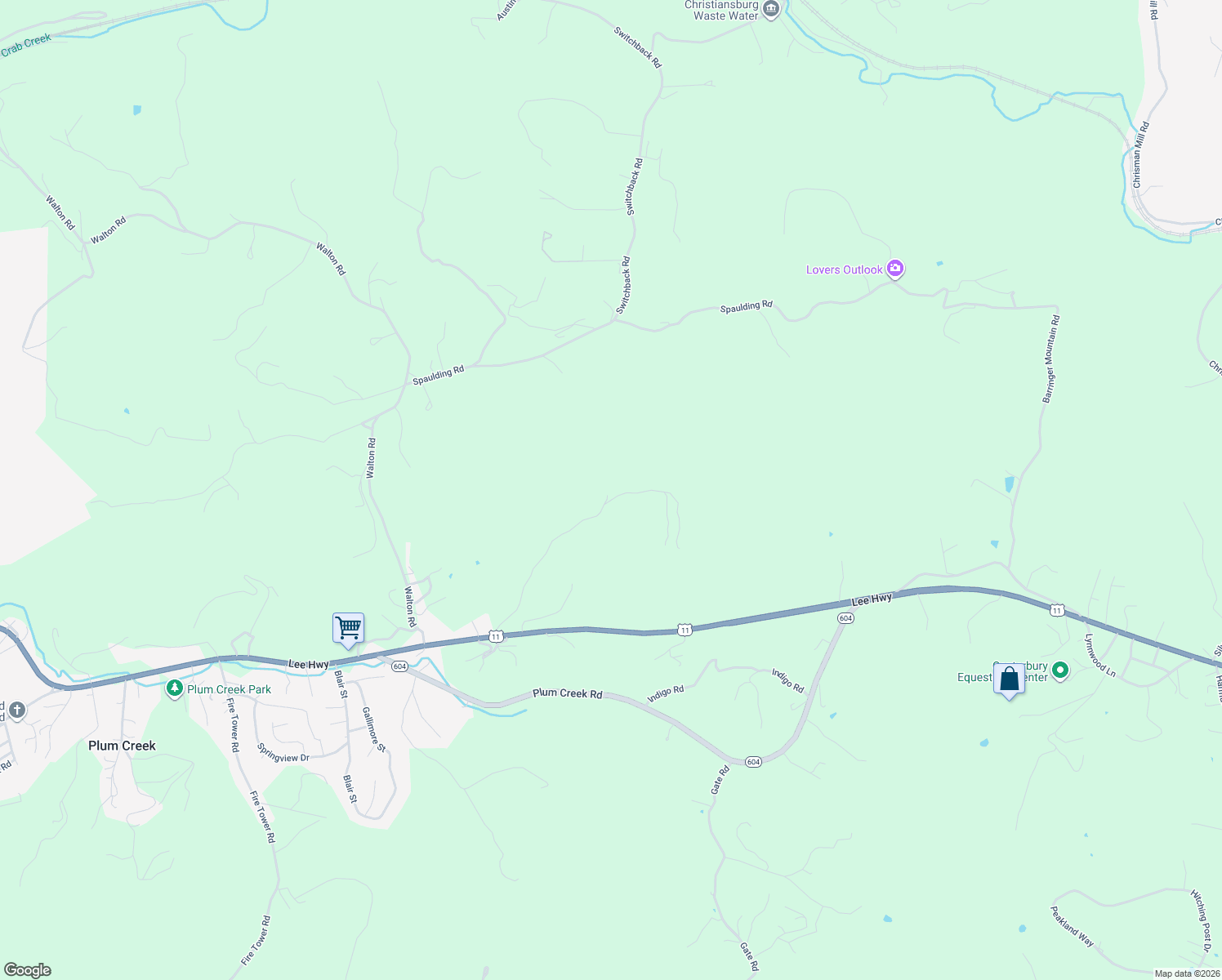 map of restaurants, bars, coffee shops, grocery stores, and more near 1275-1301 Lithia Springs Road in Christiansburg