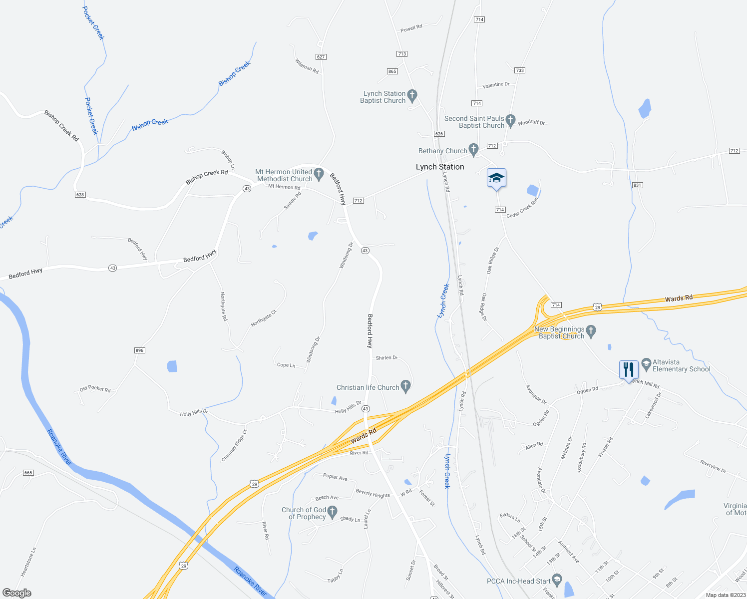 map of restaurants, bars, coffee shops, grocery stores, and more near 556 Bedford Highway in Lynch Station
