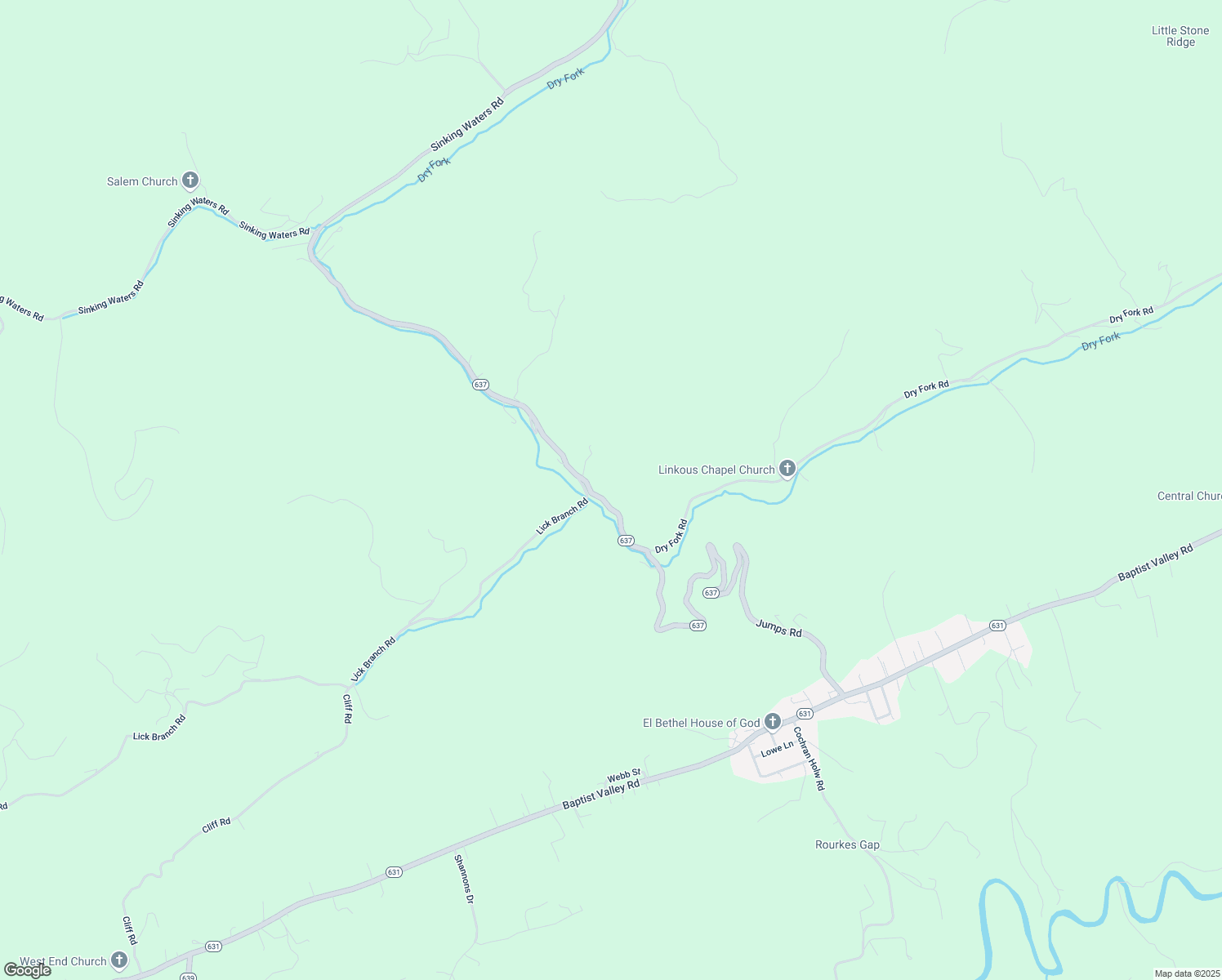 map of restaurants, bars, coffee shops, grocery stores, and more near 5868 Dry Fork Road in Cedar Bluff