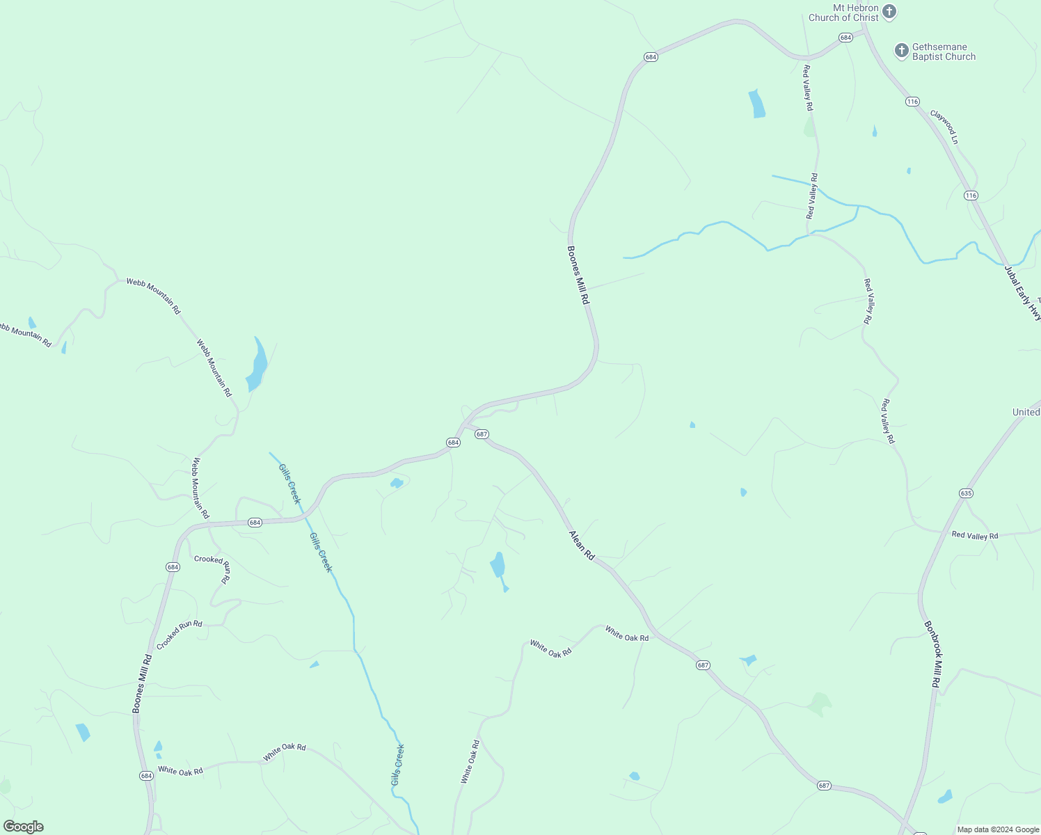 map of restaurants, bars, coffee shops, grocery stores, and more near 4594 Boones Mill Road in Boones Mill