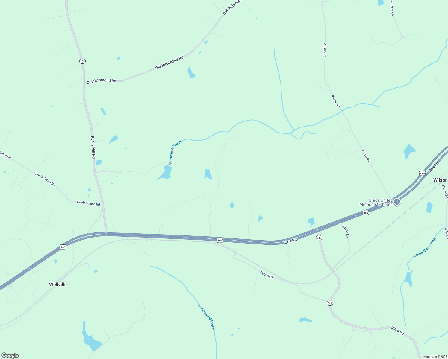 map of restaurants, bars, coffee shops, grocery stores, and more near 116 Cox Road in Blackstone