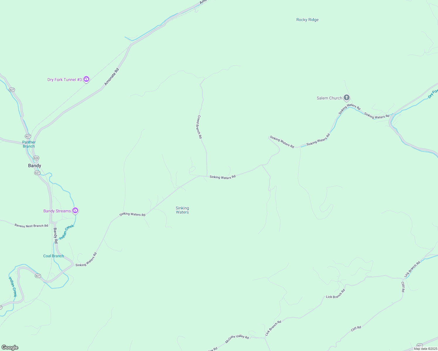 map of restaurants, bars, coffee shops, grocery stores, and more near 6147 Sinking Waters Road in Bandy