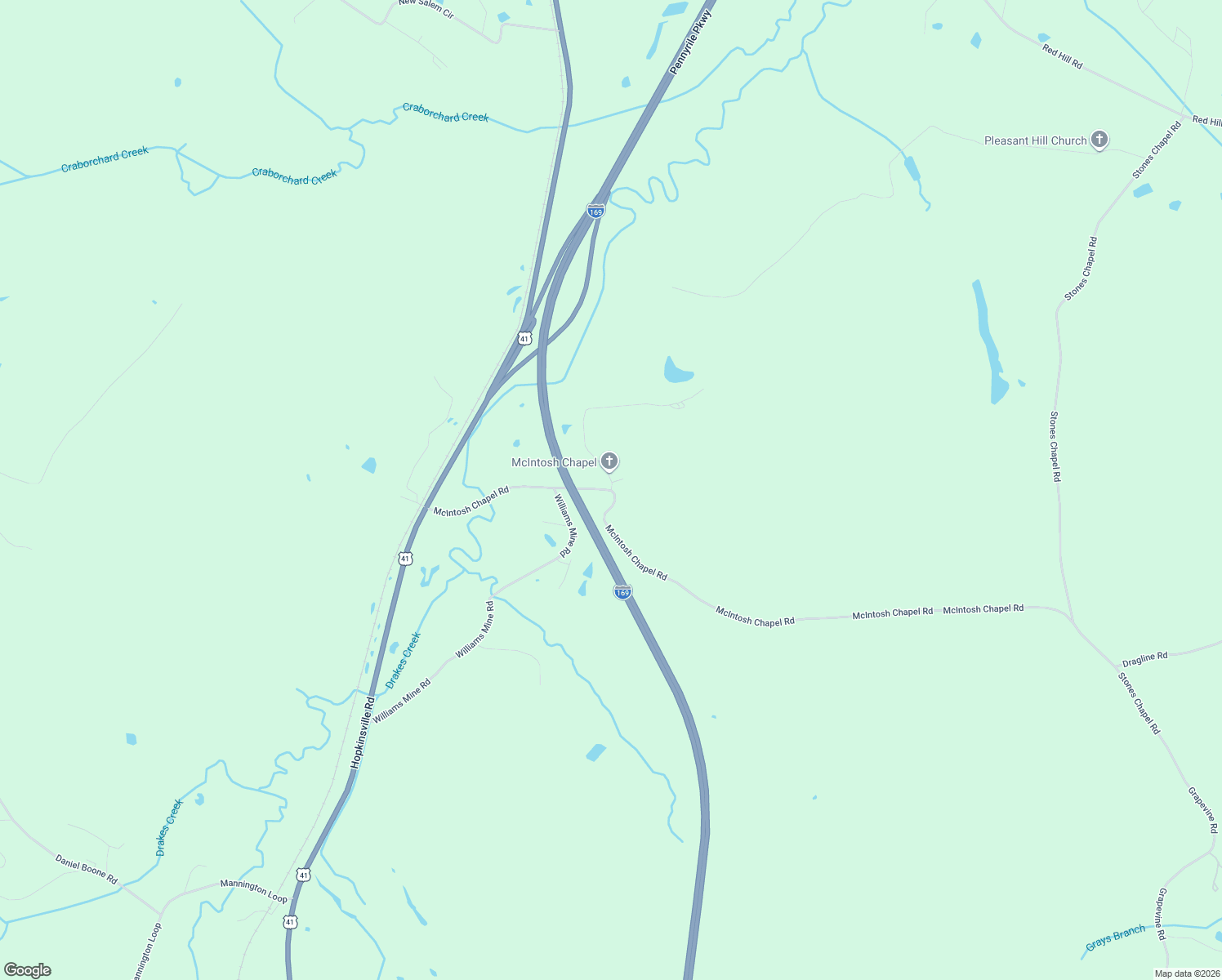 map of restaurants, bars, coffee shops, grocery stores, and more near 510 McIntosh Chapel Road in Nortonville