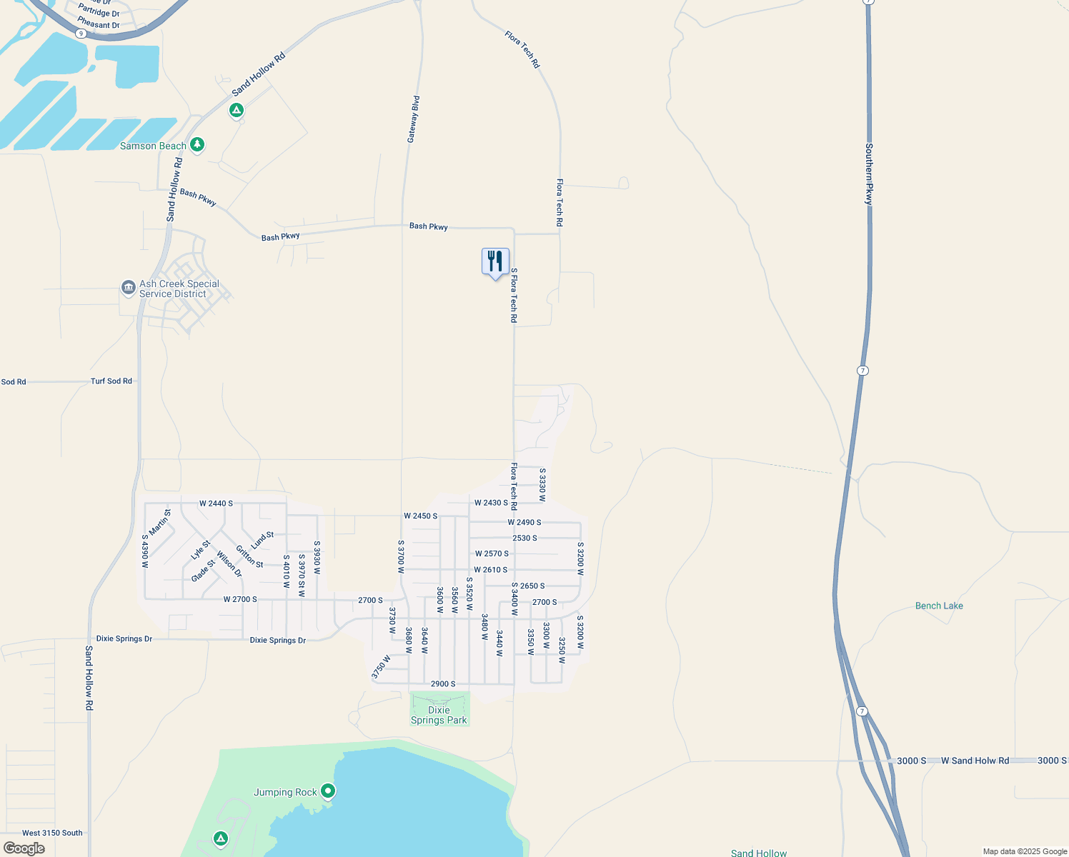 map of restaurants, bars, coffee shops, grocery stores, and more near 2238 South Redstone Drive in Hurricane