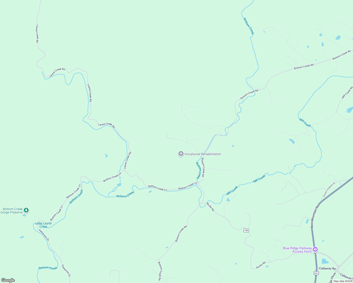 map of restaurants, bars, coffee shops, grocery stores, and more near 10947 Bottom Creek Rd in Bent Mountain