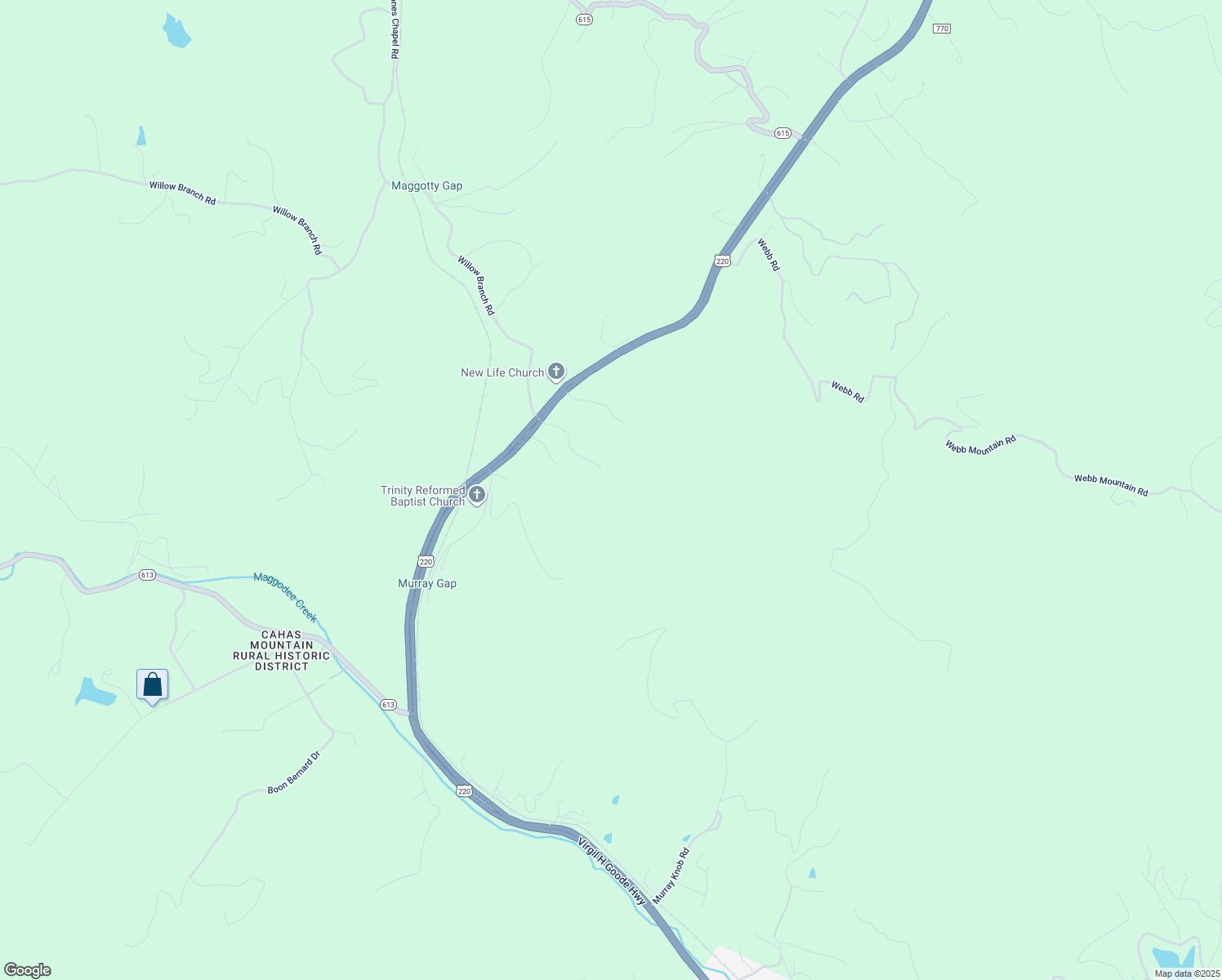 map of restaurants, bars, coffee shops, grocery stores, and more near 7924 Spotswood Drive in Boones Mill
