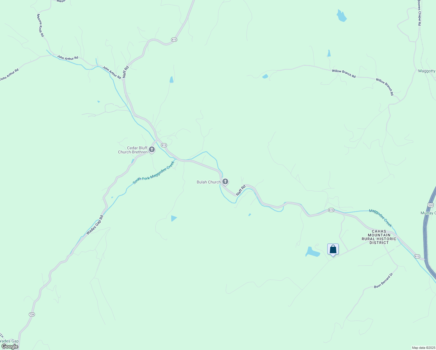 map of restaurants, bars, coffee shops, grocery stores, and more near 2131 Naff Road in Boones Mill