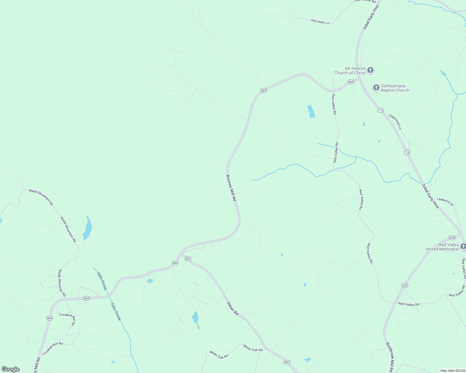 map of restaurants, bars, coffee shops, grocery stores, and more near 5157 Boones Mill Road in Boones Mill