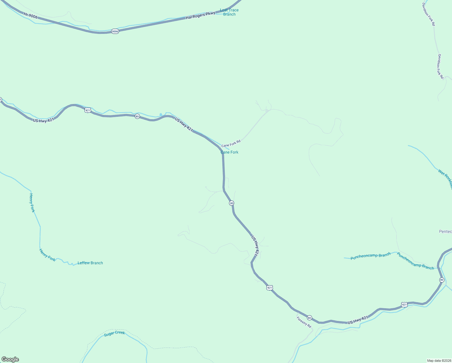 map of restaurants, bars, coffee shops, grocery stores, and more near Kentucky 80 in Bear Branch