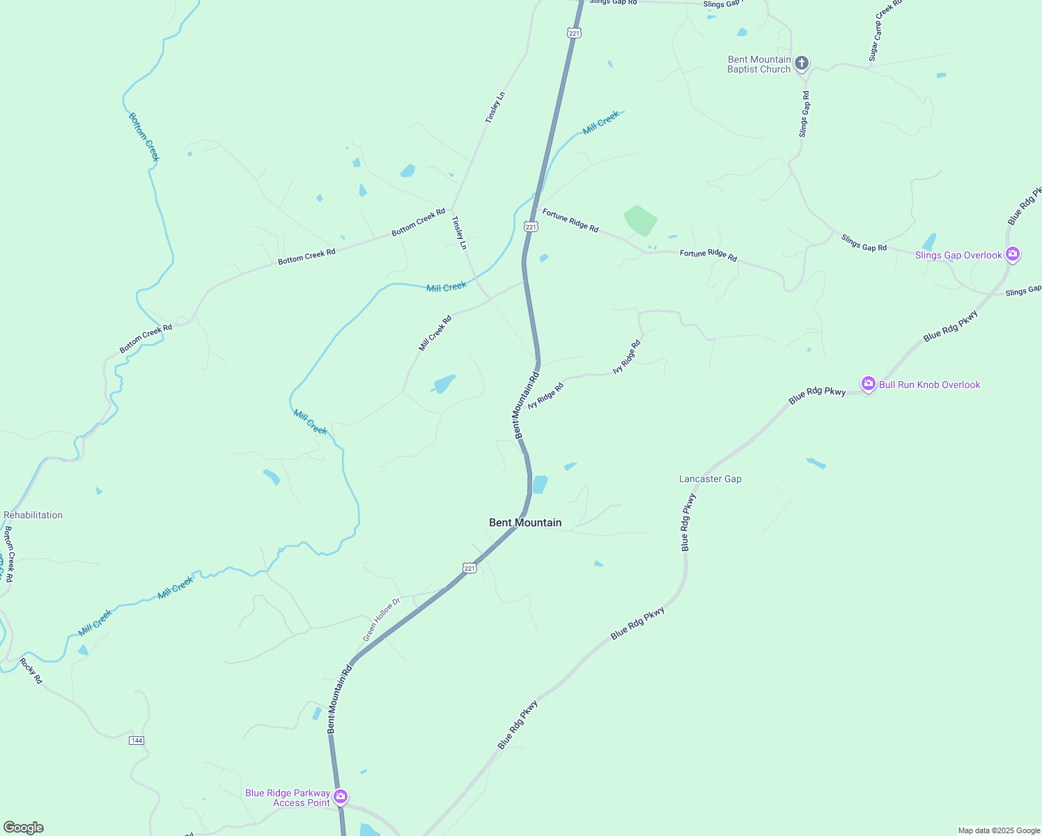 map of restaurants, bars, coffee shops, grocery stores, and more near 10210 Bent Mountain Rd in Bent Mountain