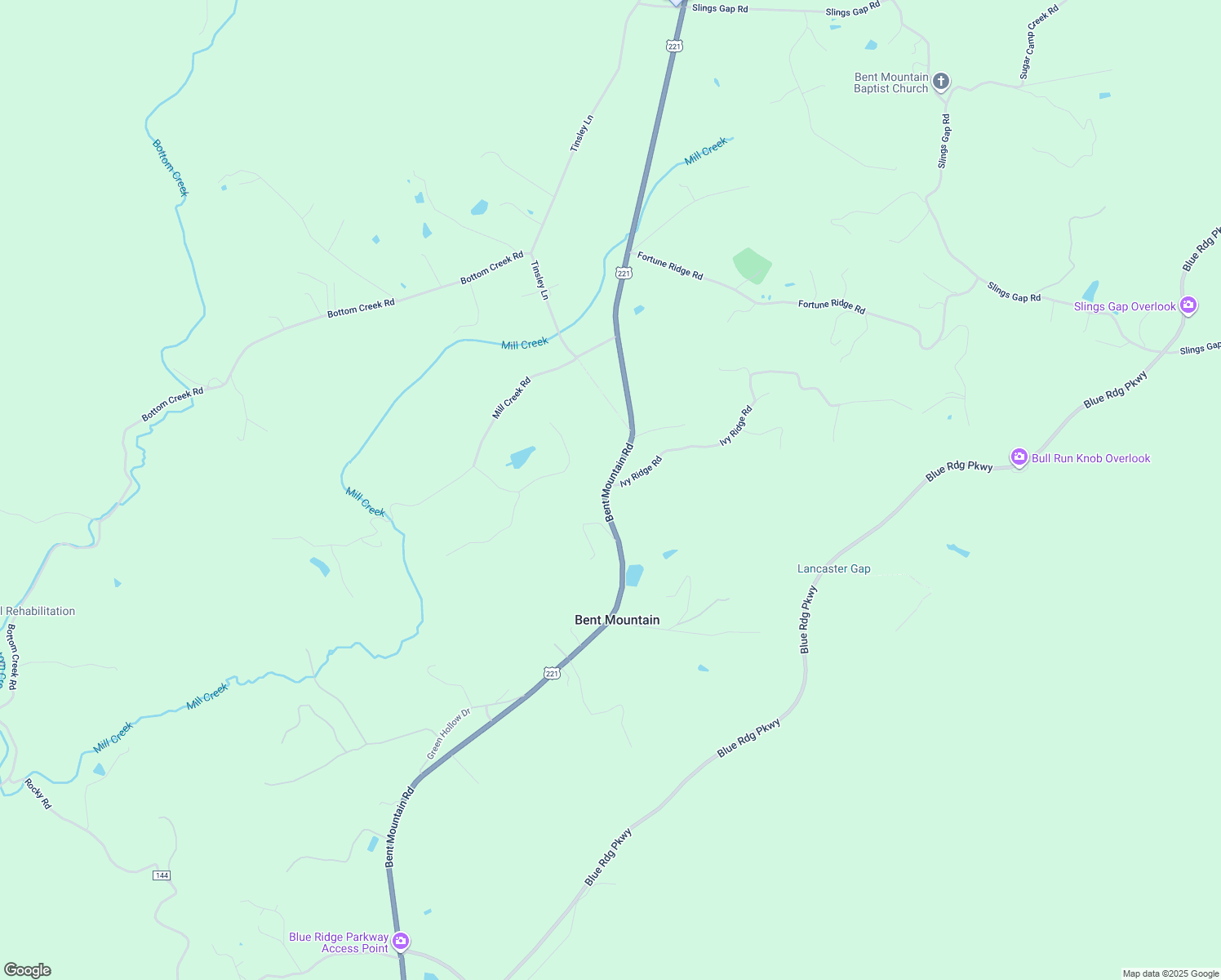 map of restaurants, bars, coffee shops, grocery stores, and more near 10210 Bent Mountain Rd in Bent Mountain