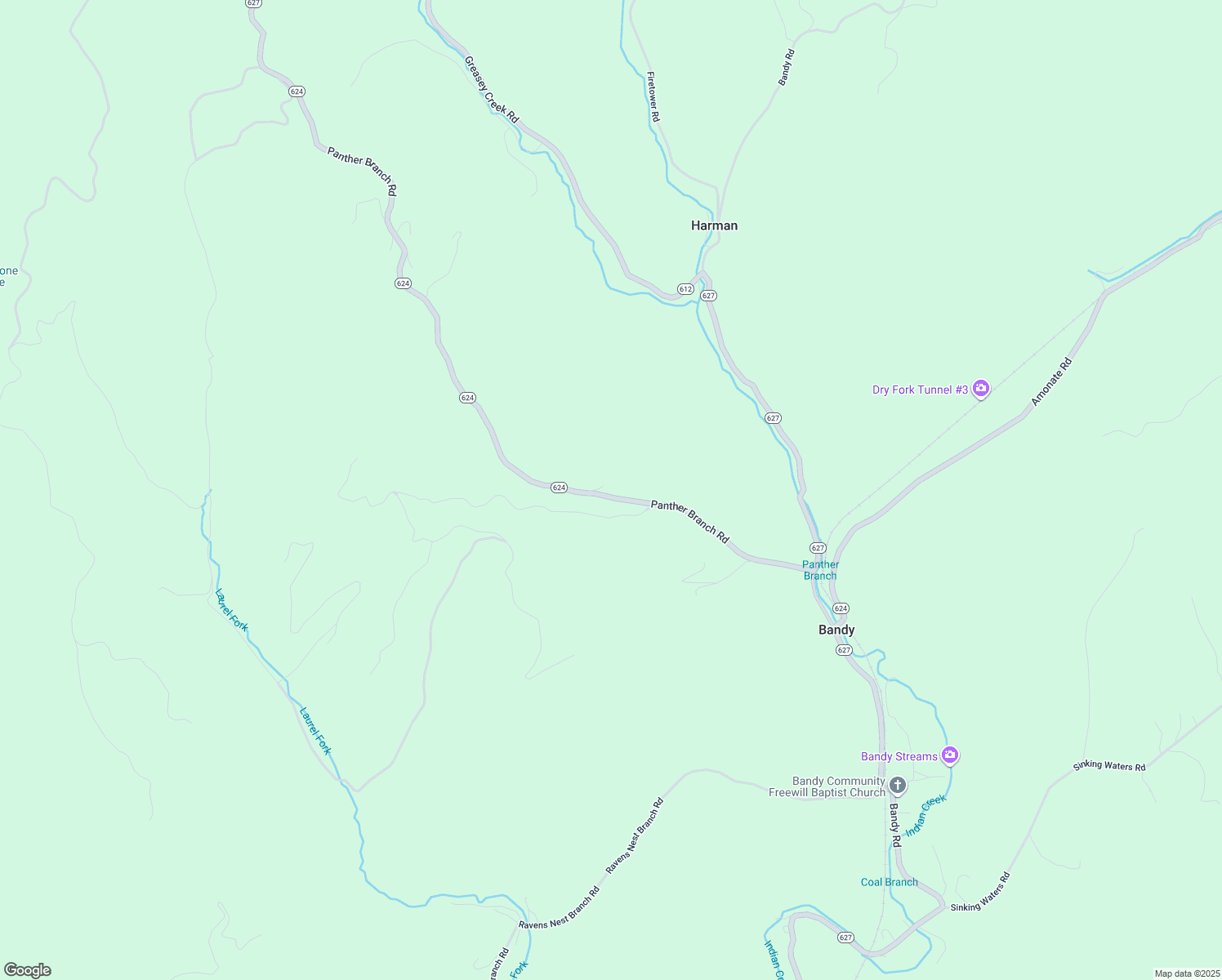 map of restaurants, bars, coffee shops, grocery stores, and more near 714 Panther Branch Road in Bandy