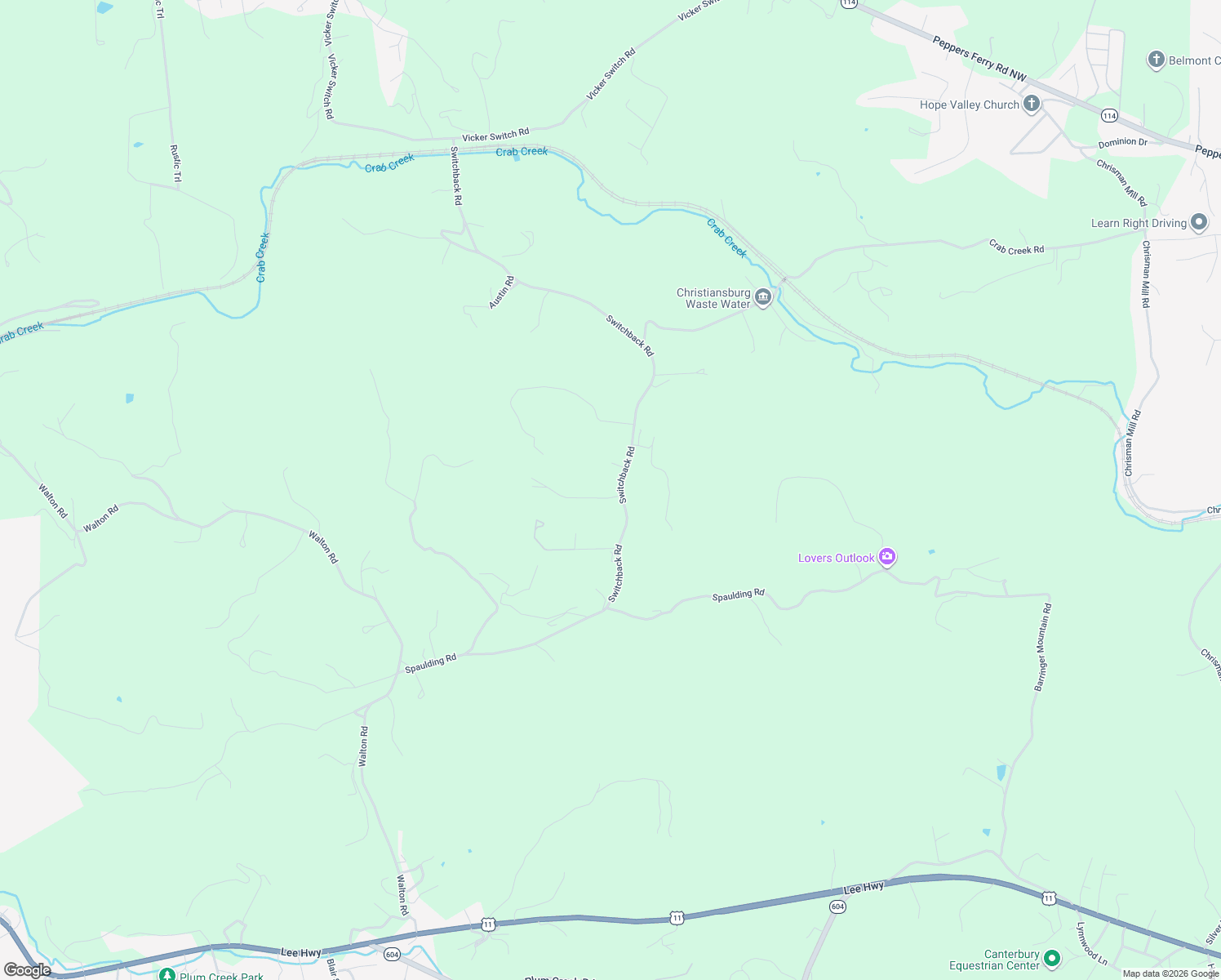 map of restaurants, bars, coffee shops, grocery stores, and more near 891 Switchback Road in Christiansburg