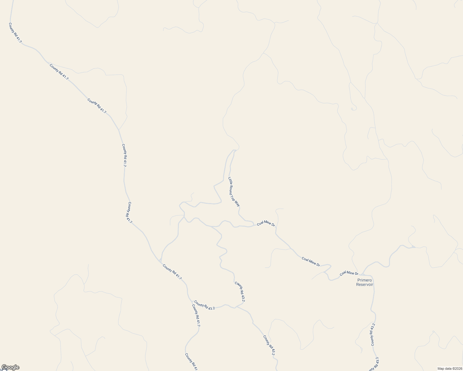 map of restaurants, bars, coffee shops, grocery stores, and more near Little Round Top Way in Las Animas County