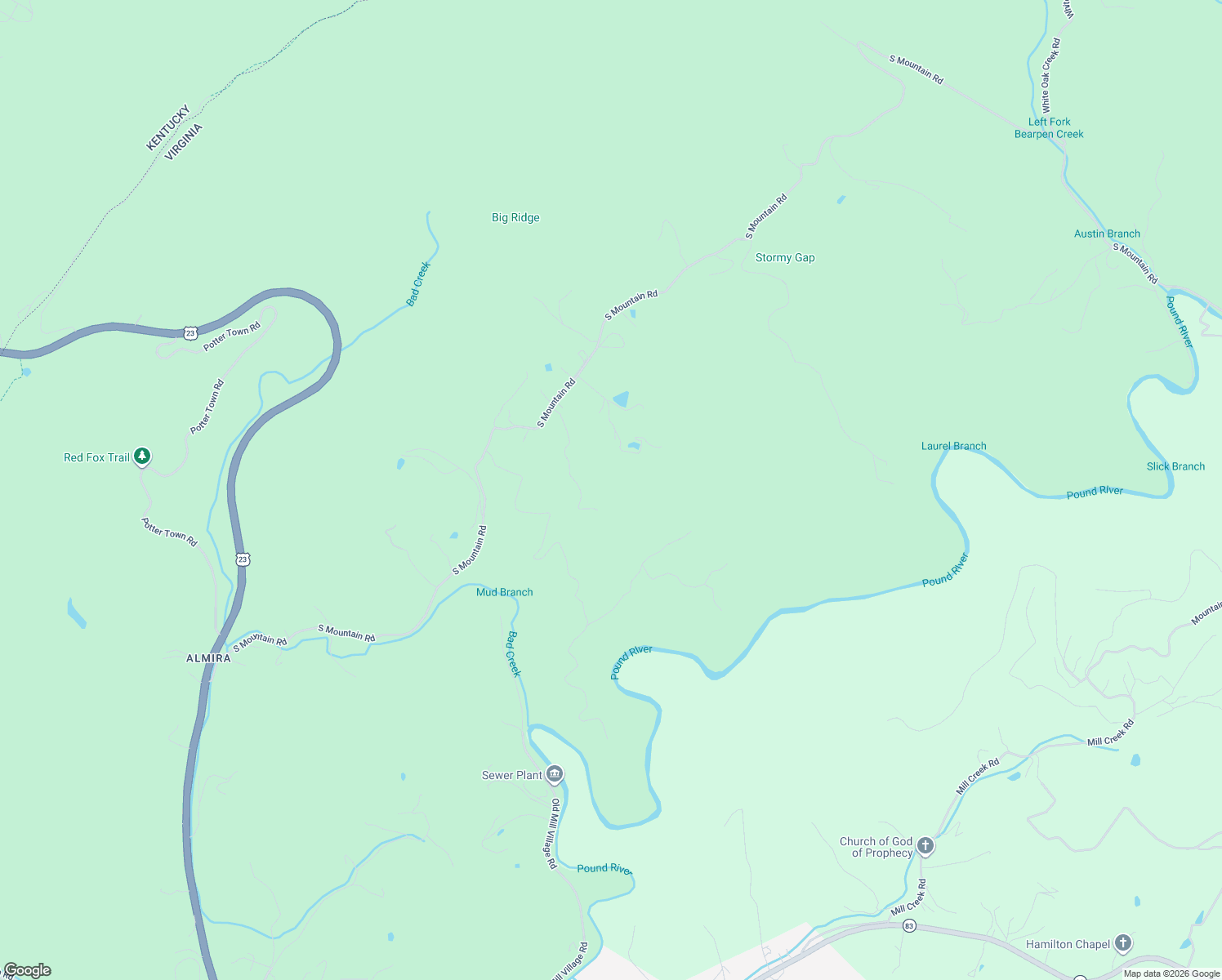 map of restaurants, bars, coffee shops, grocery stores, and more near 12336 Rough Ridge Road in Pound