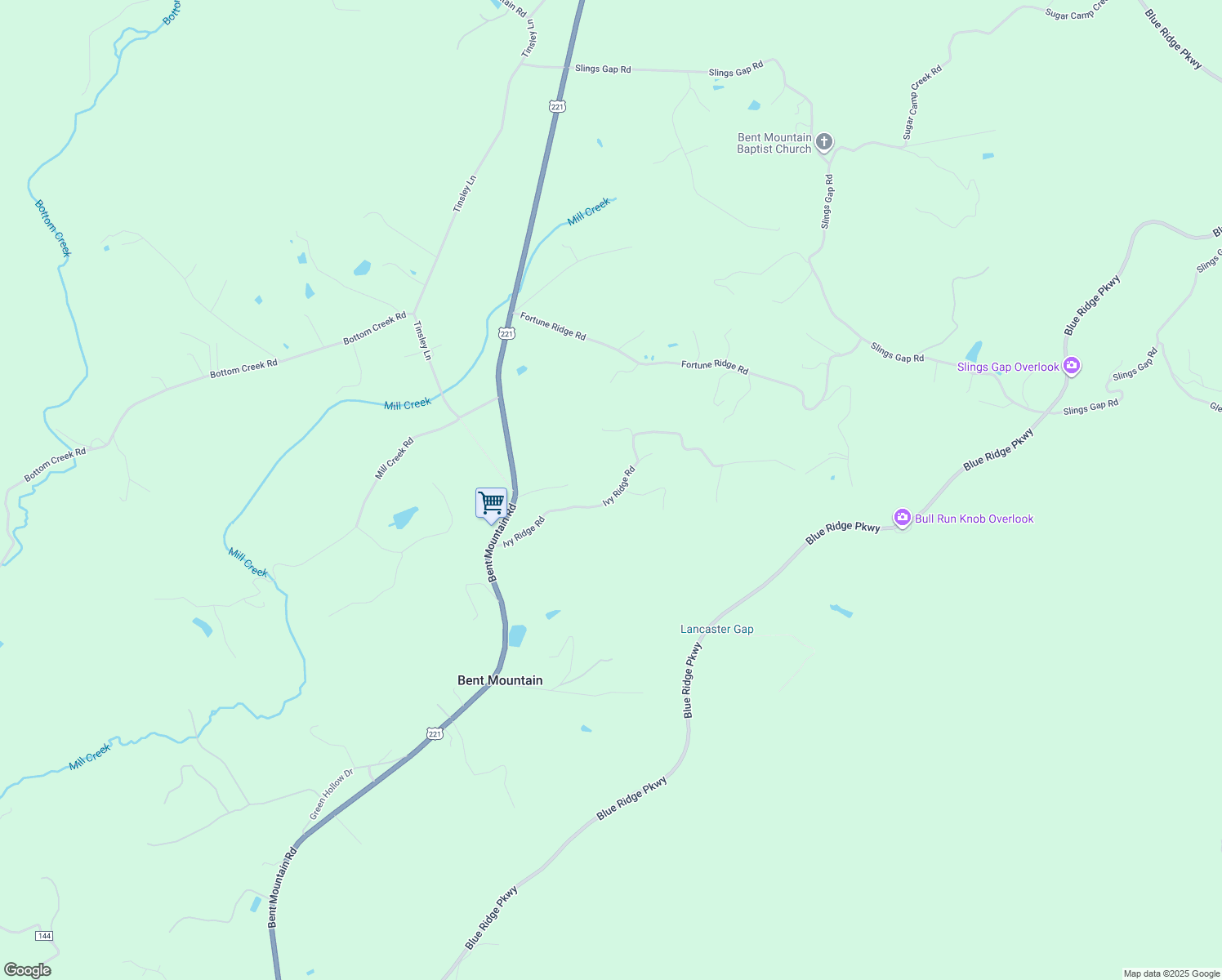 map of restaurants, bars, coffee shops, grocery stores, and more near 10357-10403 State Route 708 in Bent Mountain