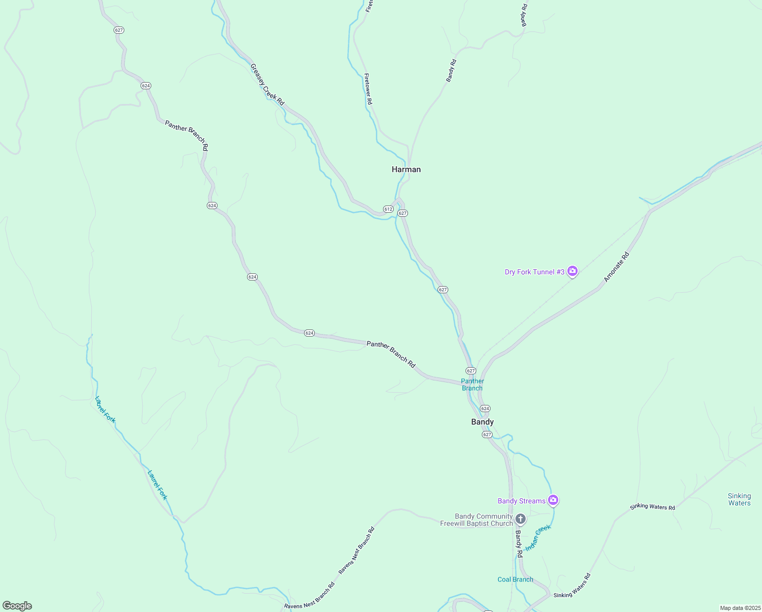 map of restaurants, bars, coffee shops, grocery stores, and more near 714 Panther Branch Road in Bandy
