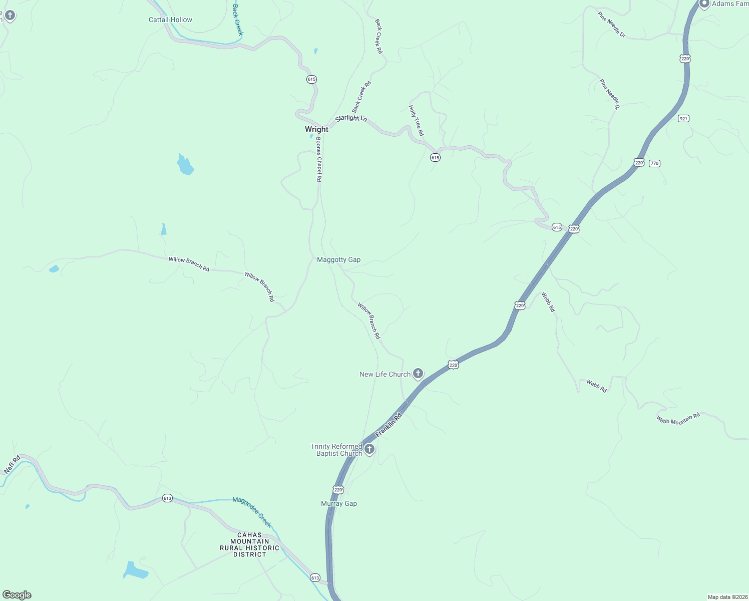 map of restaurants, bars, coffee shops, grocery stores, and more near 7592 Willow Branch Rd in Boones Mill