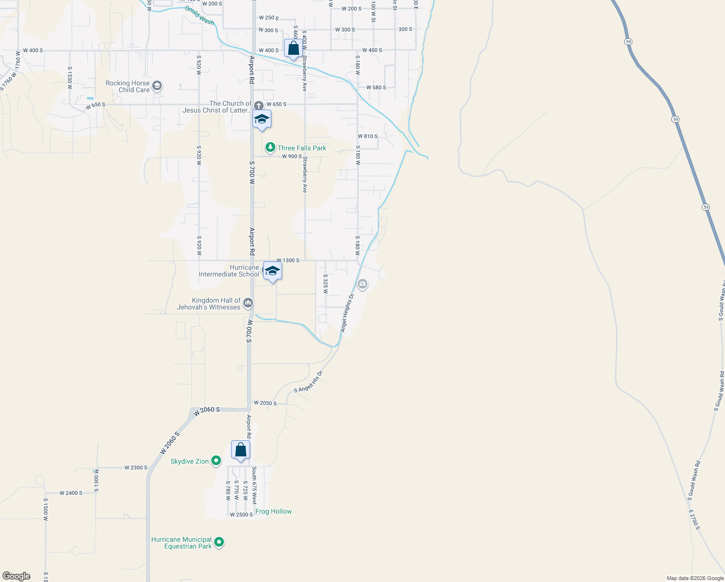 map of restaurants, bars, coffee shops, grocery stores, and more near 1437 S 160 W in Hurricane