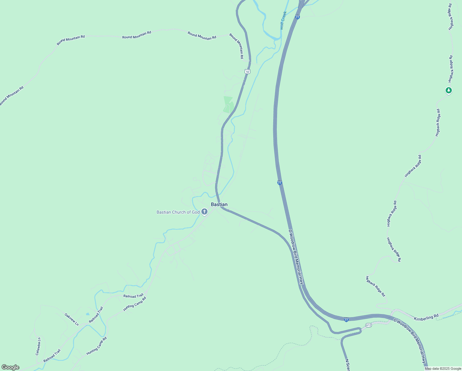 map of restaurants, bars, coffee shops, grocery stores, and more near 2-312 Bears Trail in Bastian