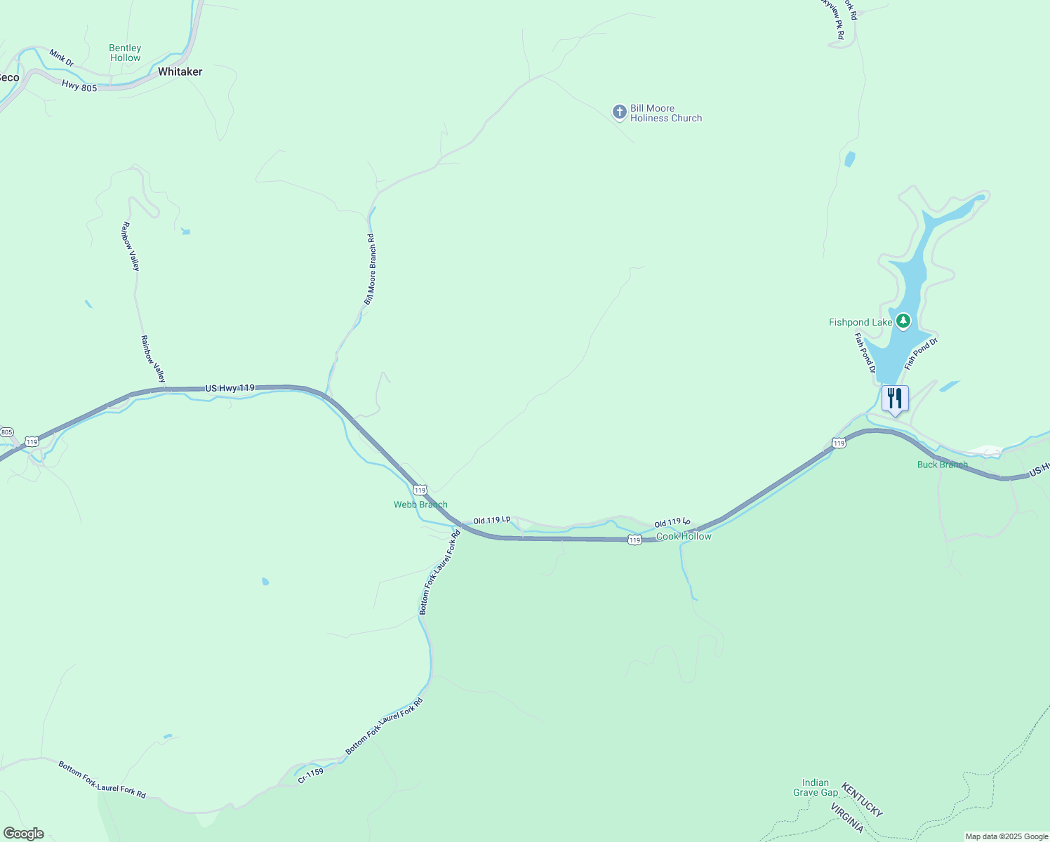 map of restaurants, bars, coffee shops, grocery stores, and more near 506 Webb Bridge in Jenkins