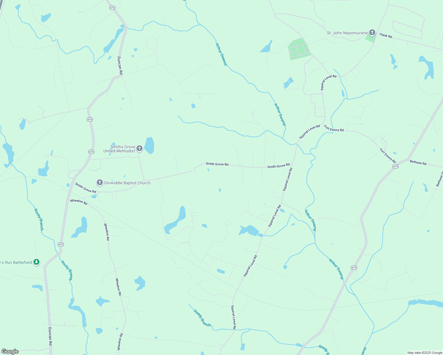 map of restaurants, bars, coffee shops, grocery stores, and more near 25709 Smith Grove Road in Petersburg