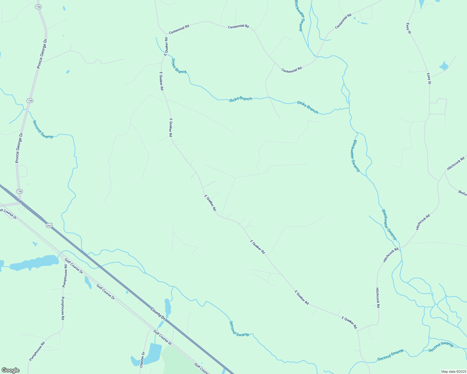 map of restaurants, bars, coffee shops, grocery stores, and more near 11325 E Quaker Rd in Disputanta