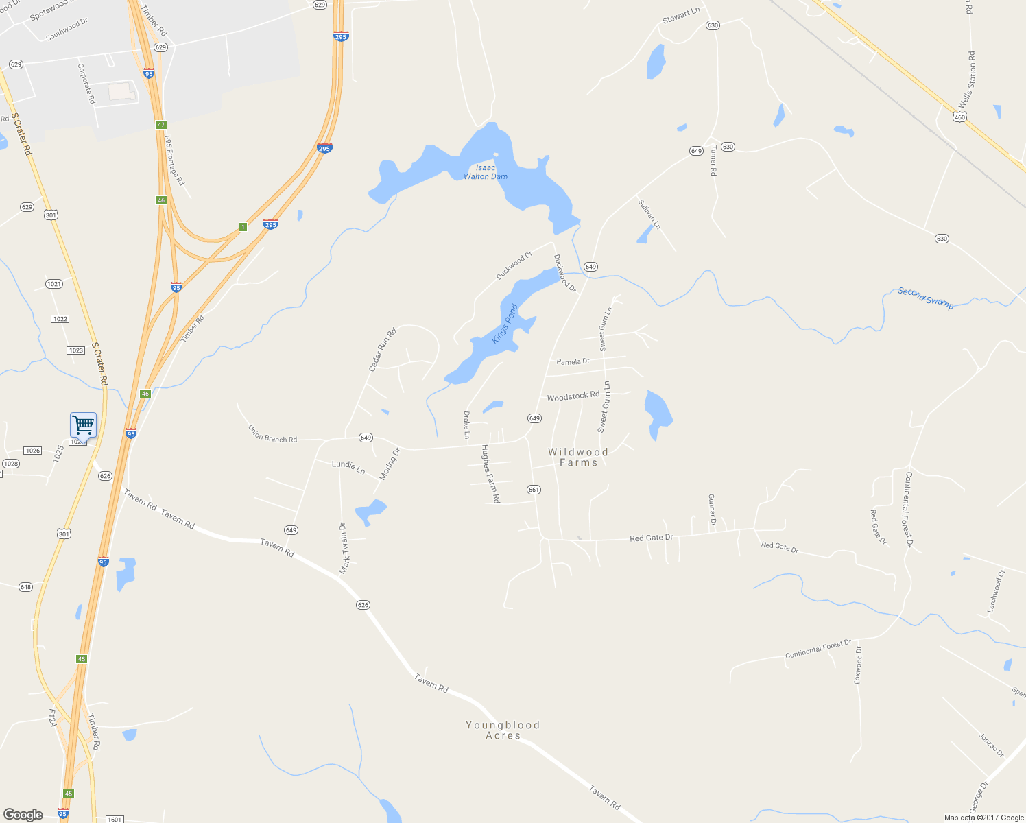 map of restaurants, bars, coffee shops, grocery stores, and more near 11220 Walton Lake Road in Disputanta