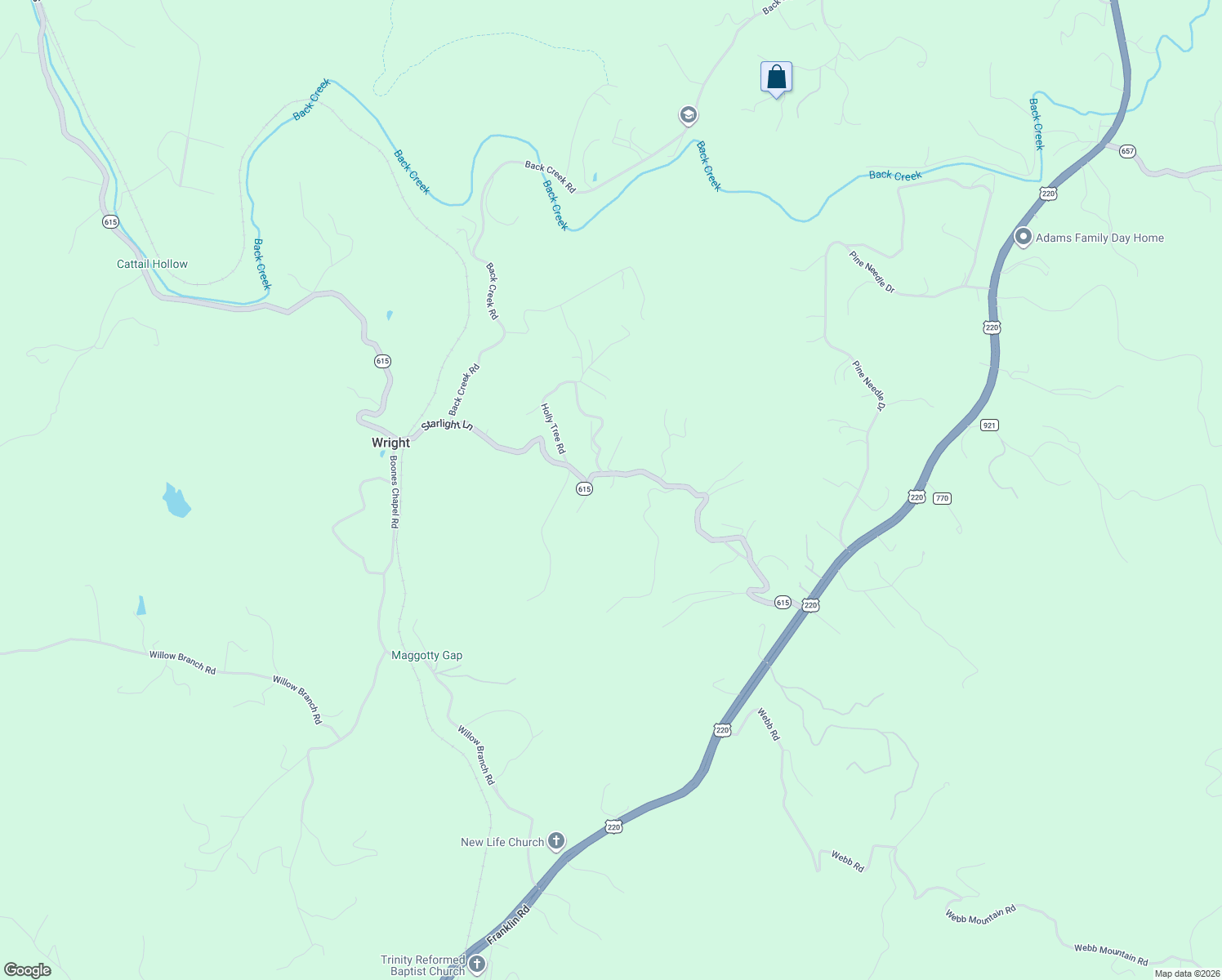 map of restaurants, bars, coffee shops, grocery stores, and more near 8465 Starlight Ln in Boones Mill