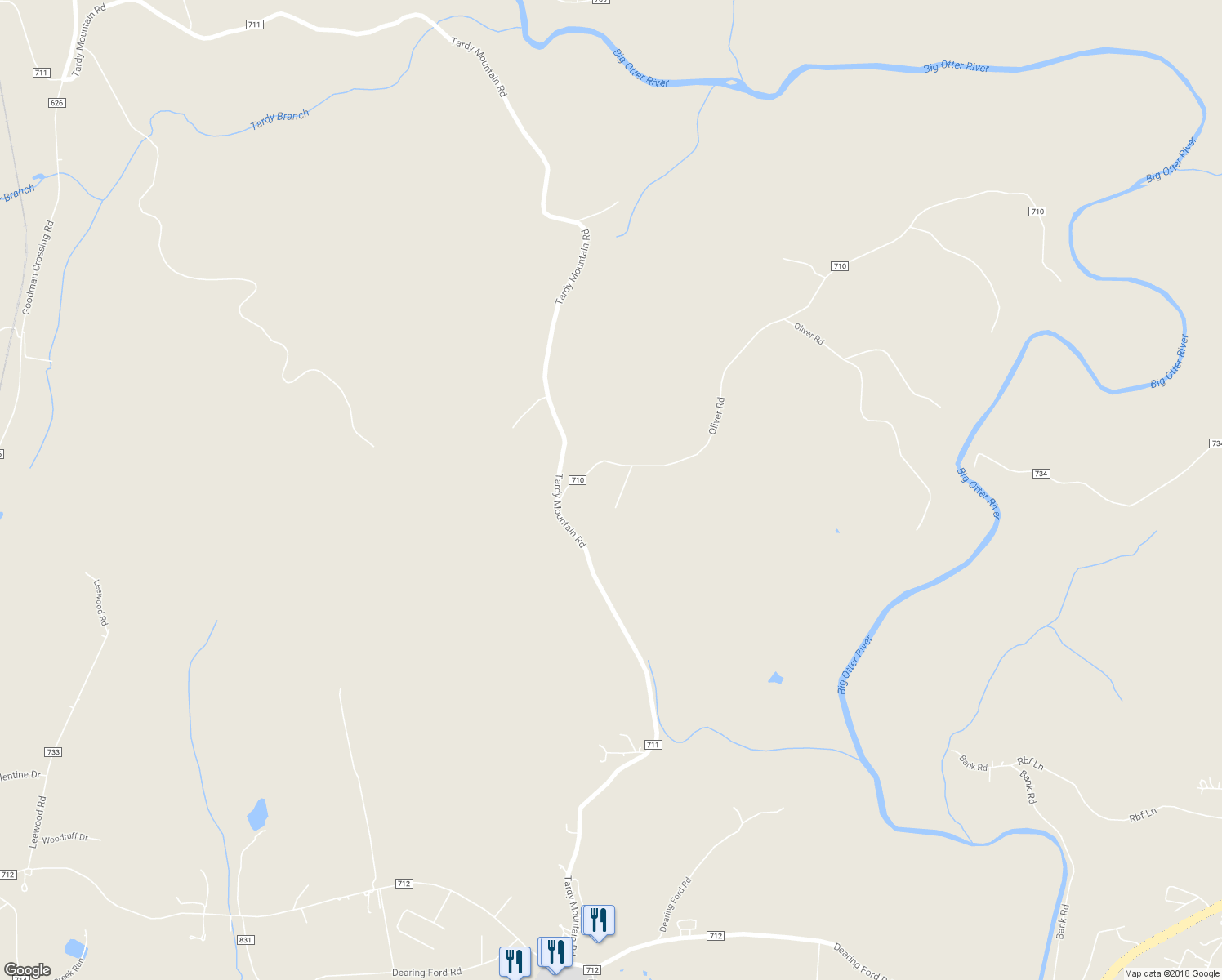 map of restaurants, bars, coffee shops, grocery stores, and more near 85 Gibson Road in Altavista