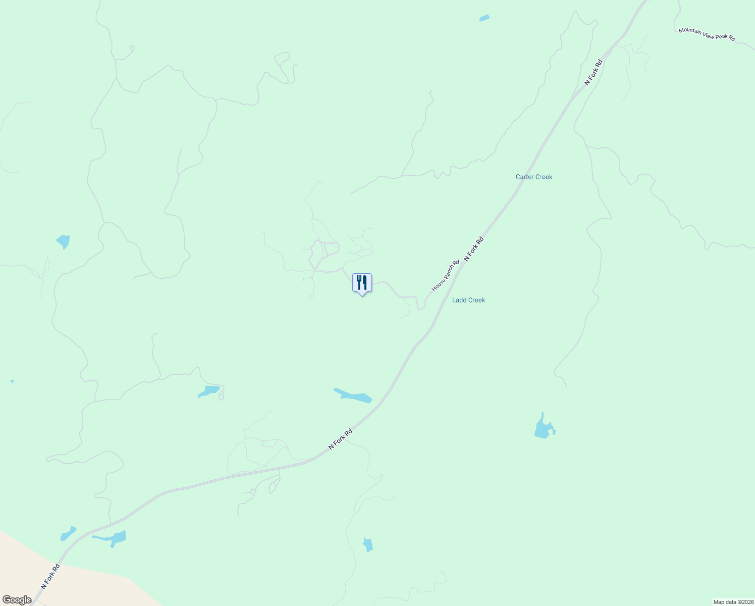 map of restaurants, bars, coffee shops, grocery stores, and more near 49610 House Ranch Road in O'Neals