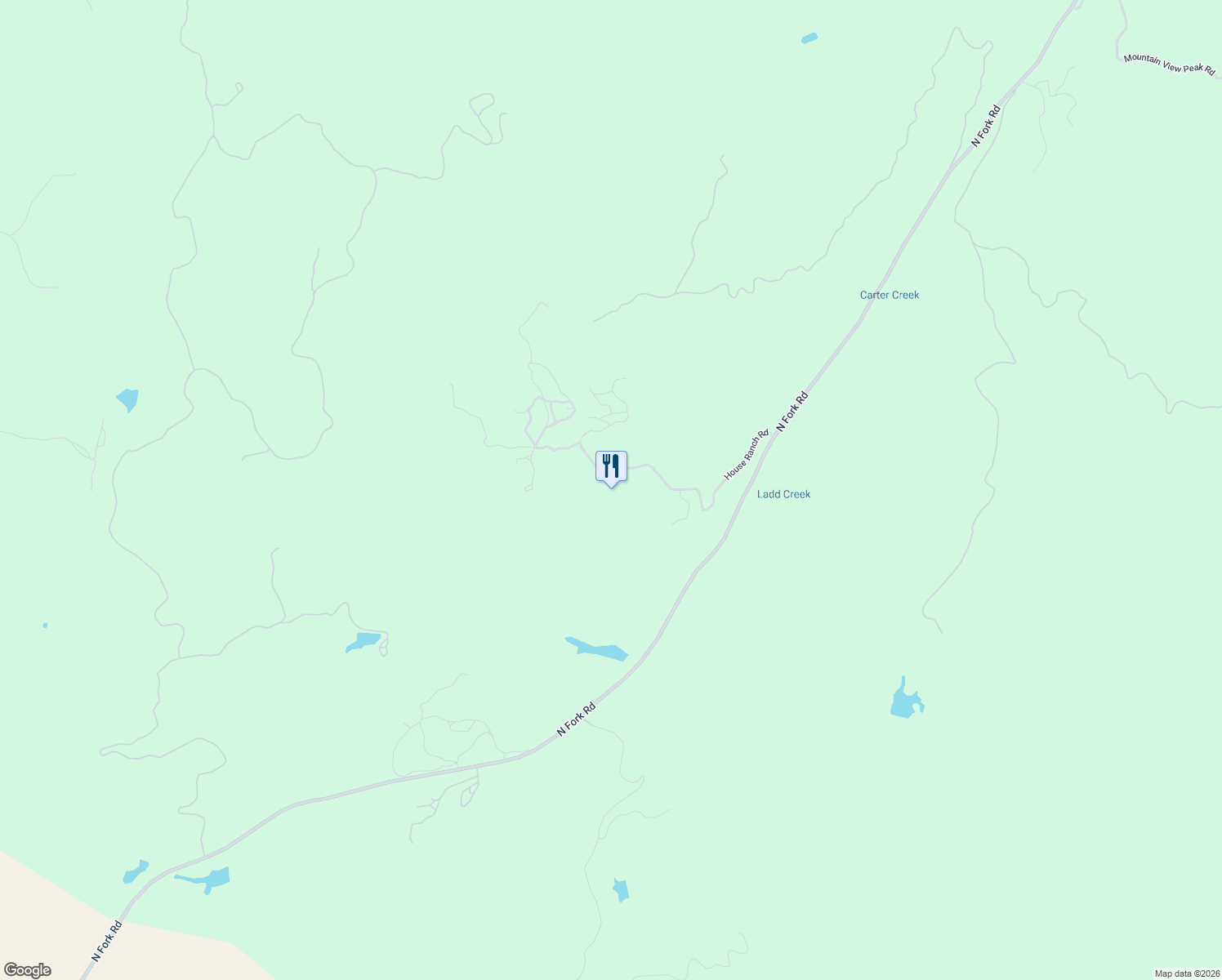 map of restaurants, bars, coffee shops, grocery stores, and more near 49610 House Ranch Road in O'Neals