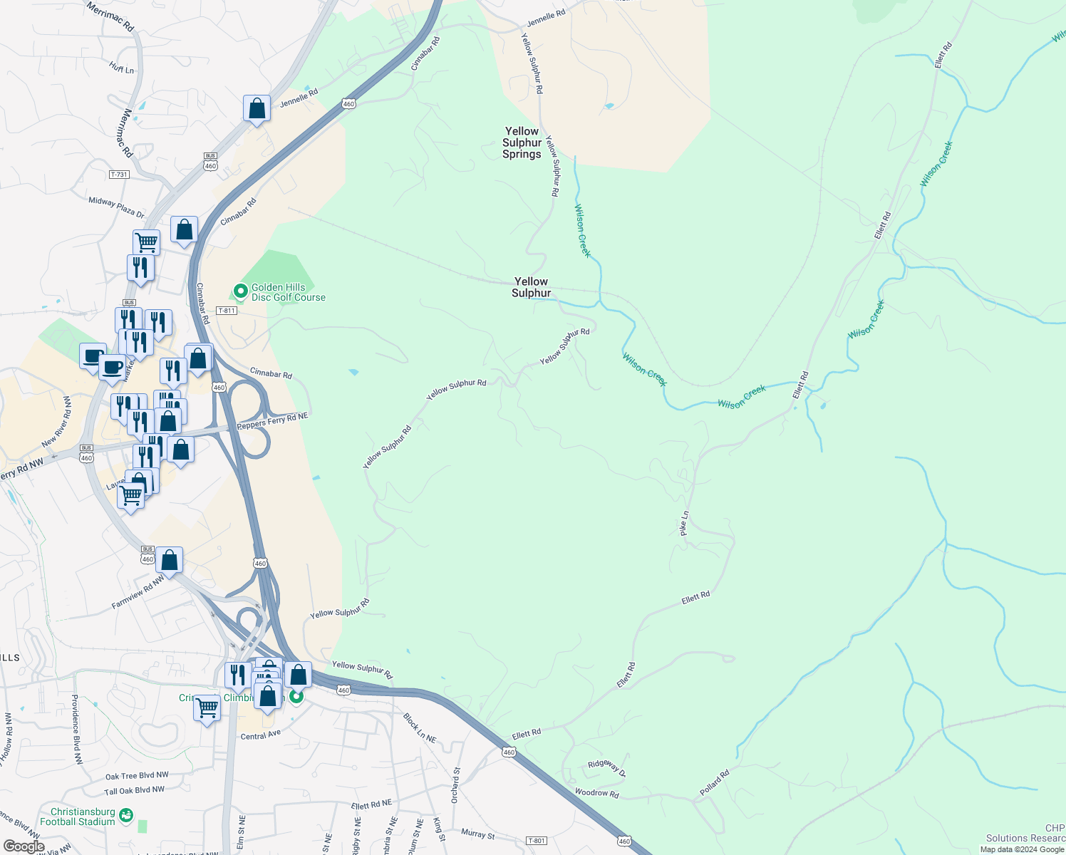 map of restaurants, bars, coffee shops, grocery stores, and more near in Montgomery County