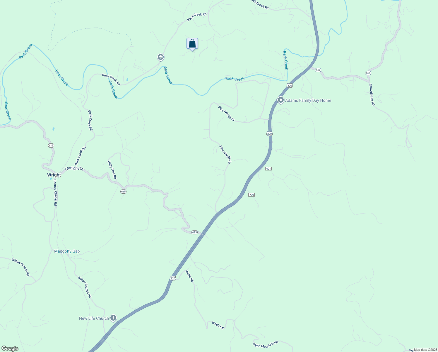 map of restaurants, bars, coffee shops, grocery stores, and more near 7121 Pine Needle Drive in Boones Mill
