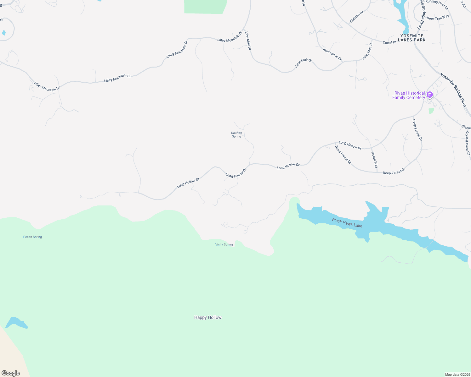 map of restaurants, bars, coffee shops, grocery stores, and more near Long Hollow Court North in Yosemite Lakes