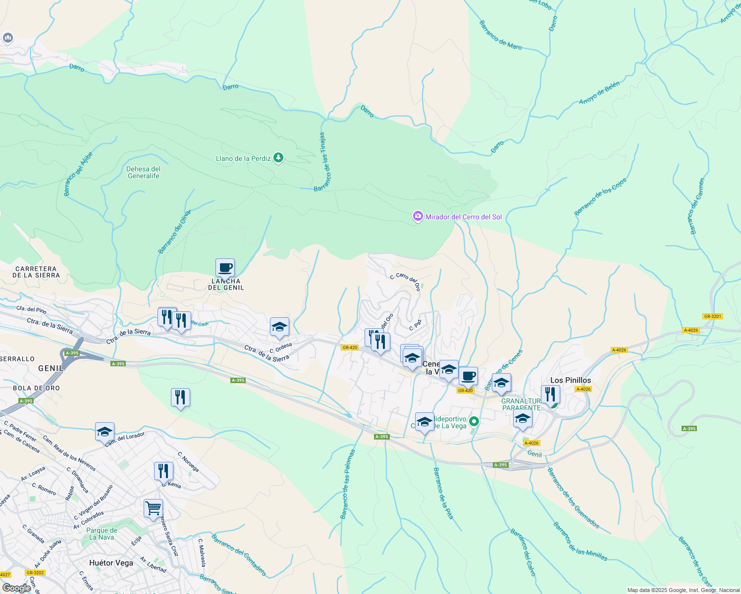 map of restaurants, bars, coffee shops, grocery stores, and more near 4 Calle Luis Cernuda in Cenes de la Vega