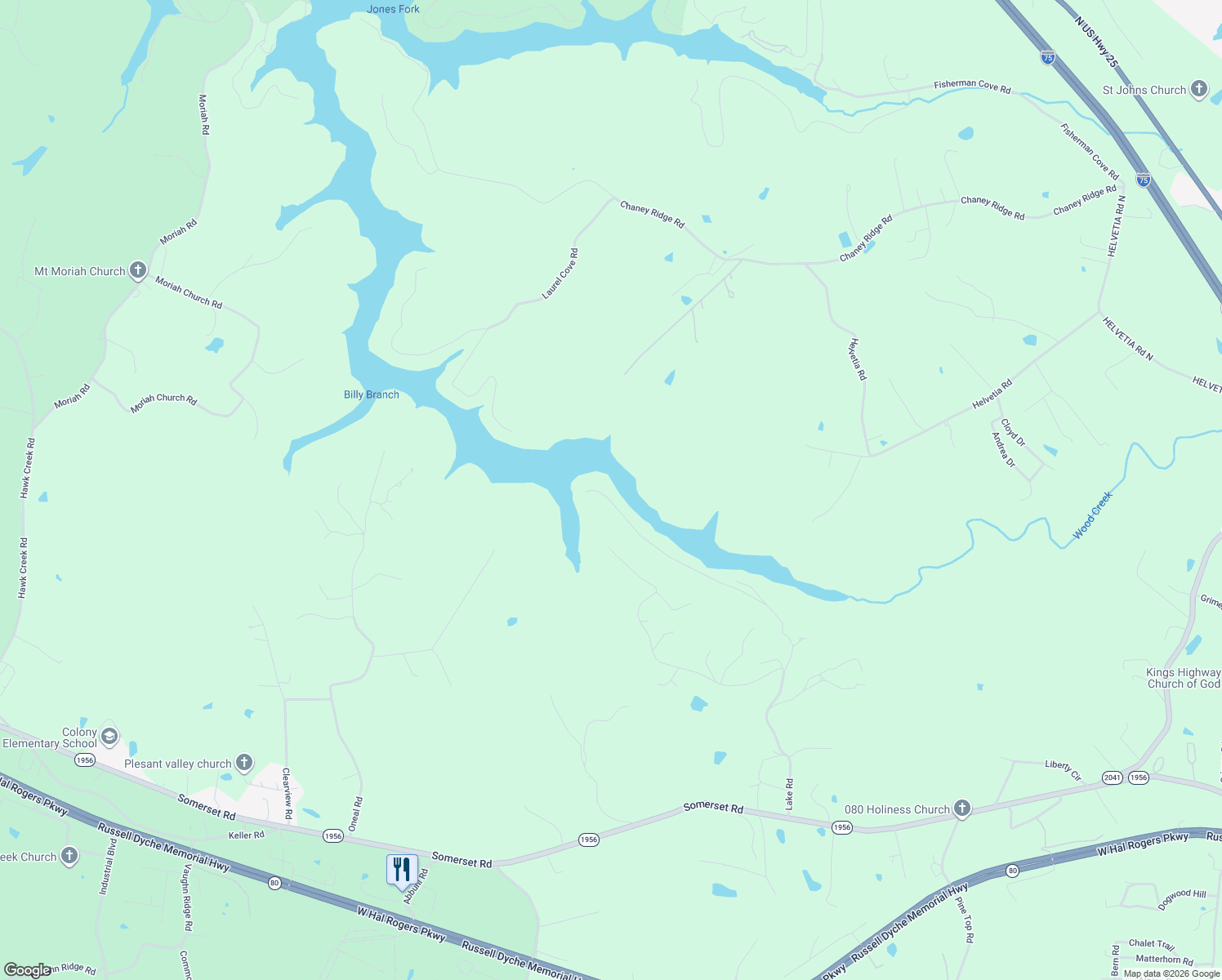 map of restaurants, bars, coffee shops, grocery stores, and more near 1264 Lake Road in London