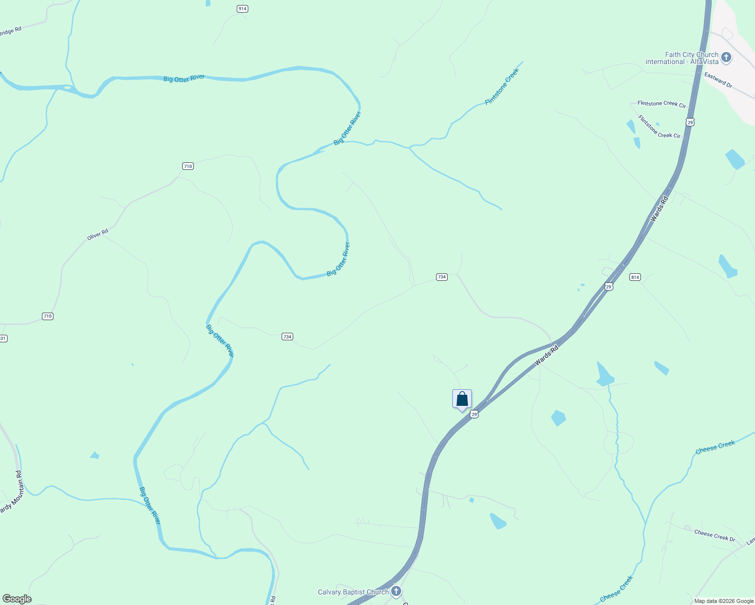 map of restaurants, bars, coffee shops, grocery stores, and more near 955 Peerman School Road in Altavista