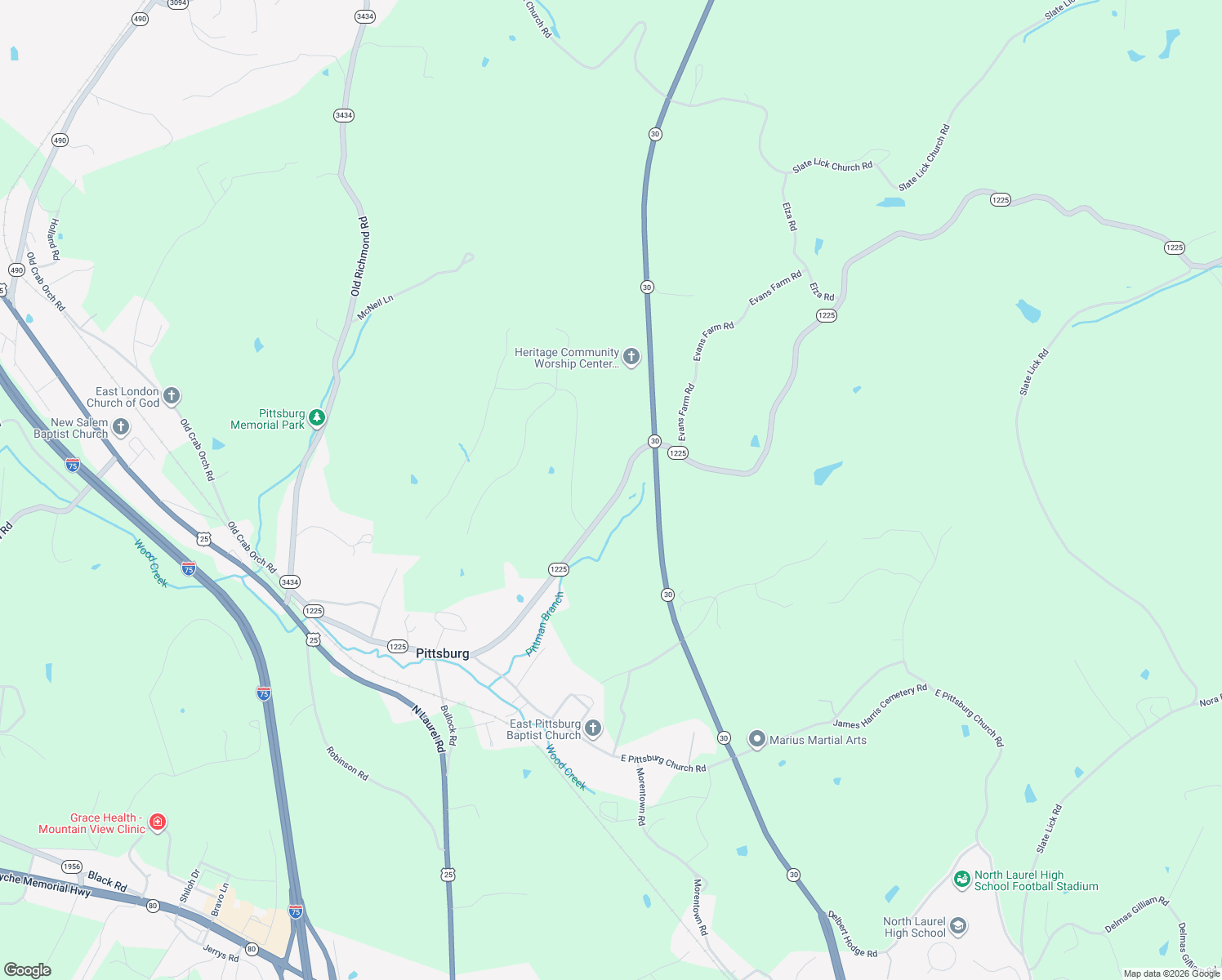 map of restaurants, bars, coffee shops, grocery stores, and more near 4652 Slate Lick Road in London