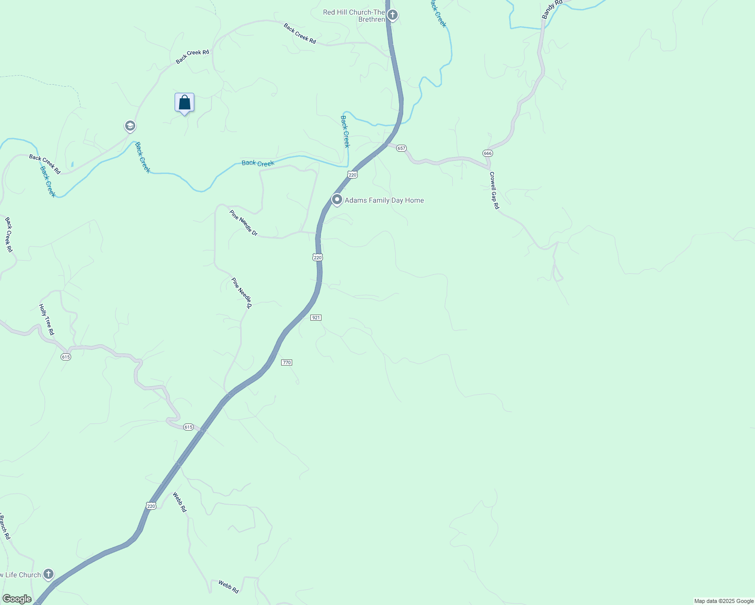 map of restaurants, bars, coffee shops, grocery stores, and more near 6779 Circle Creek Drive in Boones Mill