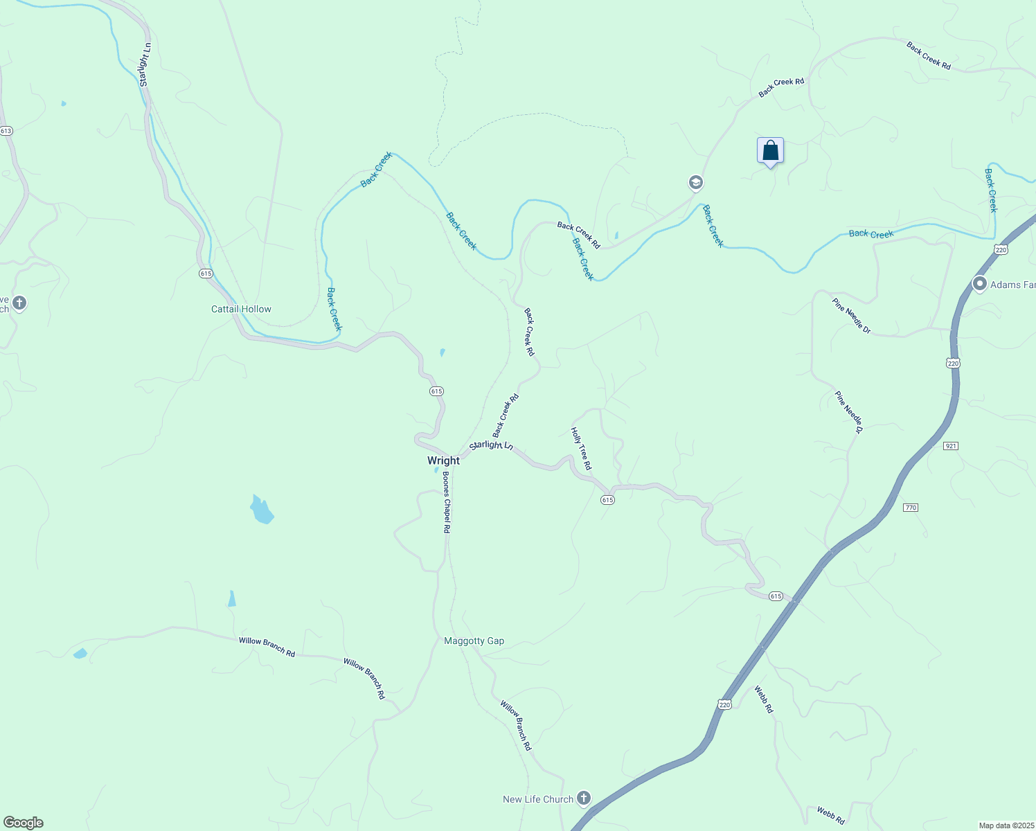 map of restaurants, bars, coffee shops, grocery stores, and more near 7328 Back Creek Road in Boones Mill