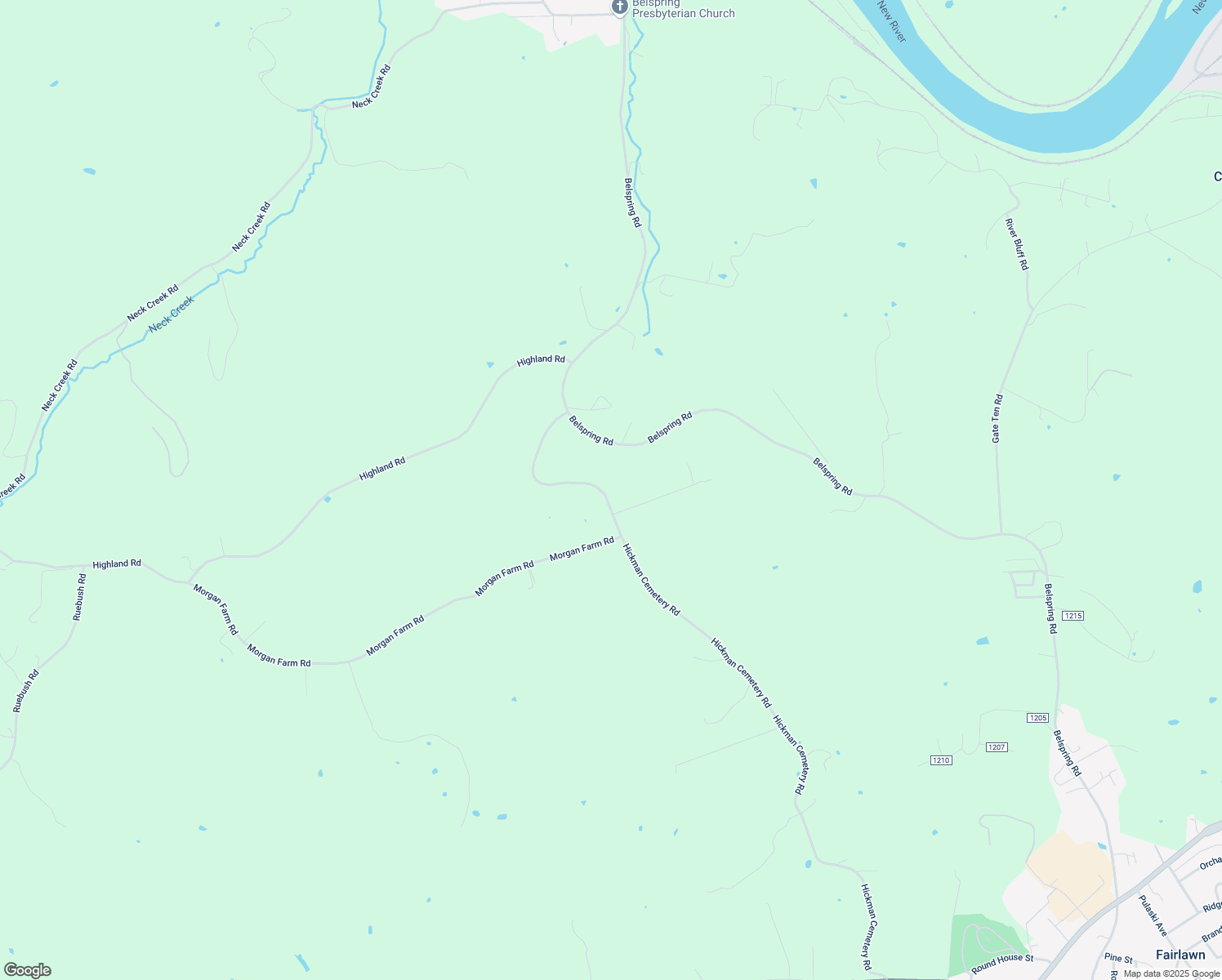 map of restaurants, bars, coffee shops, grocery stores, and more near 7082 Hickman Cemetery Road in Fairlawn