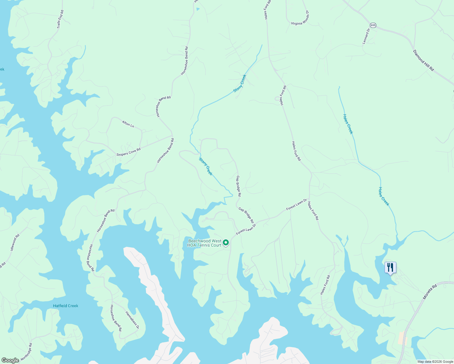 map of restaurants, bars, coffee shops, grocery stores, and more near 108-198 Ravenwood Drive in Moneta