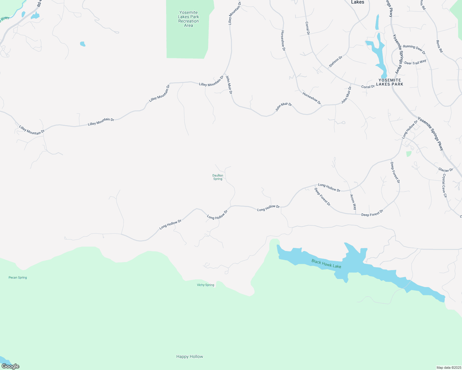 map of restaurants, bars, coffee shops, grocery stores, and more near Long Hollow Court North in Yosemite Lakes