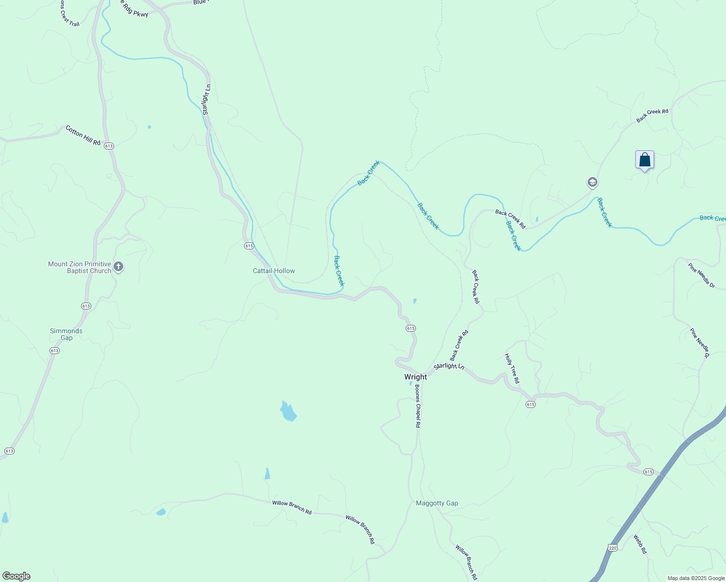 map of restaurants, bars, coffee shops, grocery stores, and more near 7780 Starlight Lane in Boones Mill