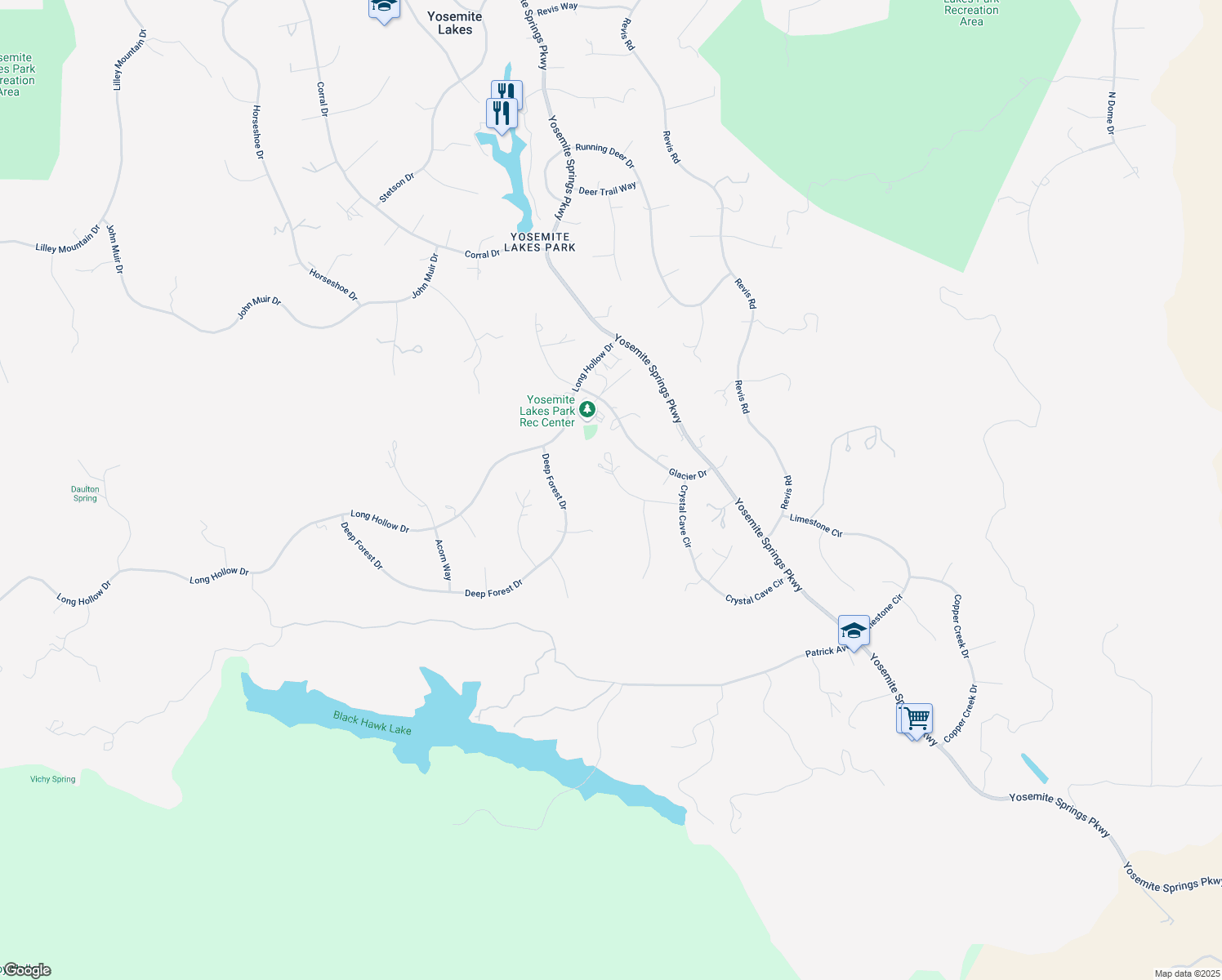 map of restaurants, bars, coffee shops, grocery stores, and more near 43232 Crystal Springs Way in Coarsegold