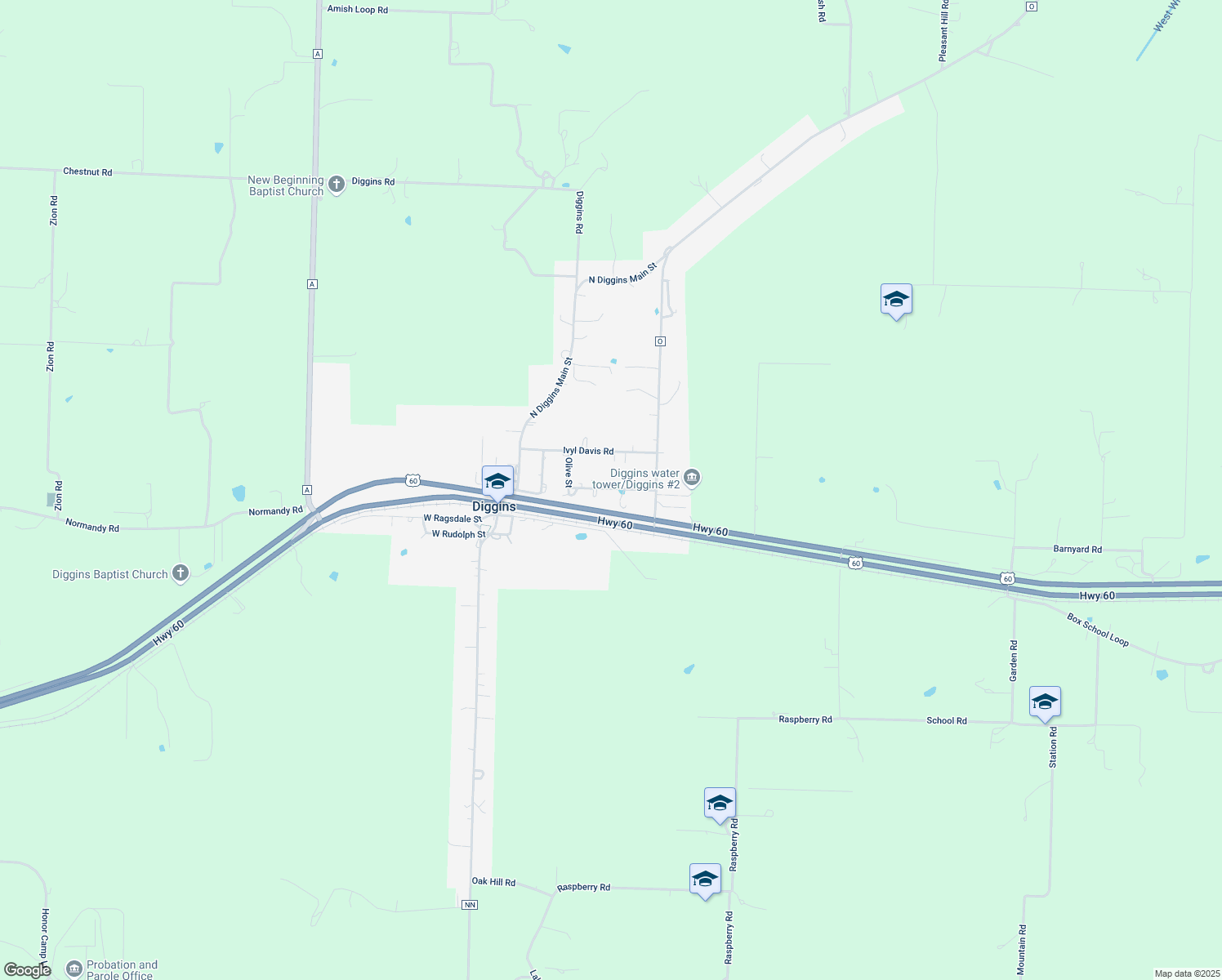 map of restaurants, bars, coffee shops, grocery stores, and more near 420 Owens Street in Seymour