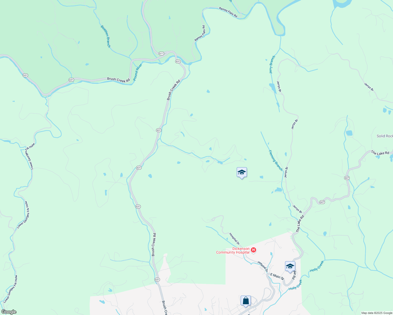 map of restaurants, bars, coffee shops, grocery stores, and more near State Route 690 in Dickenson County